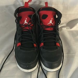 Black and red Jordan's barely worn since 7 kids